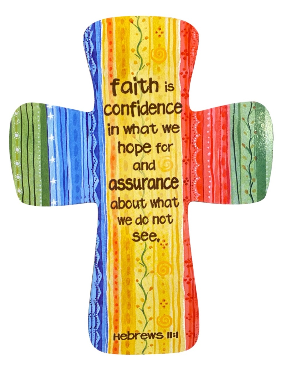 Burton & Burton Graceful Gifts Inspirational Rainbow Striped Cross Wall Decor